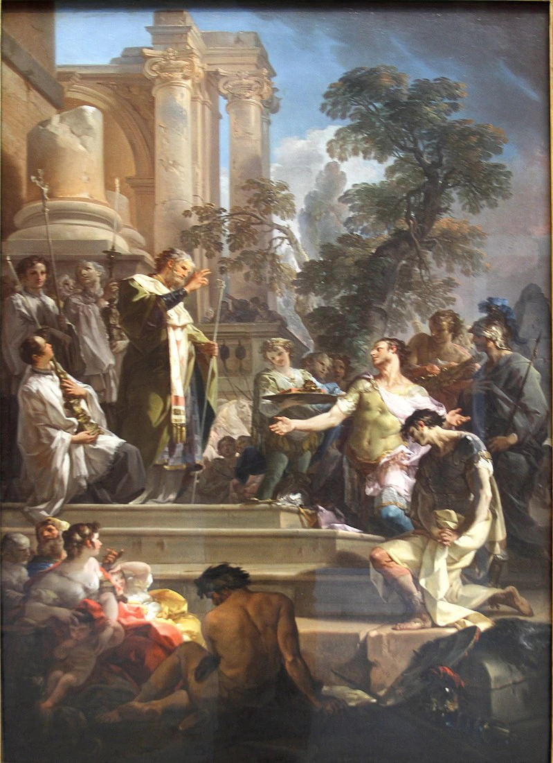 Tre Capi Militari ringraziano San Nicola di Bari per la Liberazione di Corrado Giaquinto - Staatsgalerie, Stoccarda, Germania